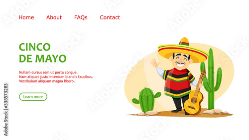 Cinco De Mayo. Mexican man in sombrero with guitar