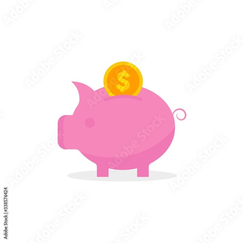 piggy bank icon flat vector