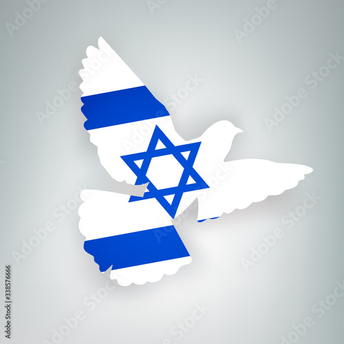 State flag of Israel (State of Israel) in the shape of a bird. Symbol of love and peace concept.