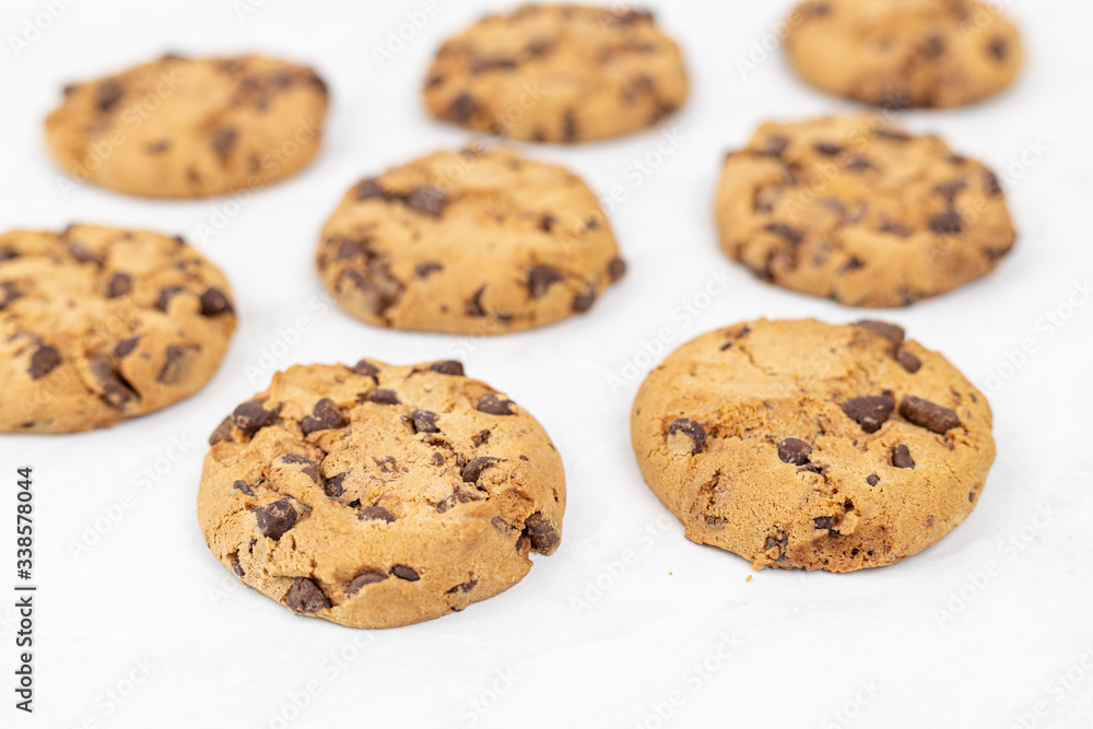 Choco biscuits on the grey marble table background Choco biscuits on the grey marble table background