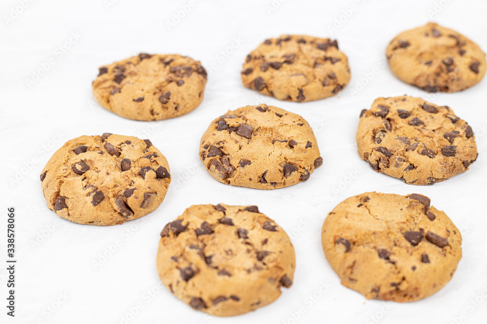 Choco biscuits on the grey marble table background Choco biscuits on the grey marble table background
