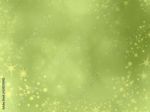Green fantasy background with bokeh and stars