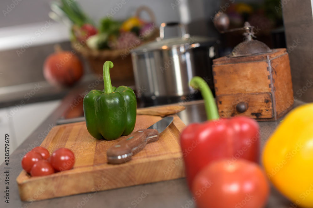 preparing a vegetarian meal in the kitchen preparing a vegetarian meal in the kitchen
