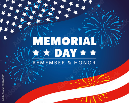 happy memorial day with decoration of flag usa vector illustration design