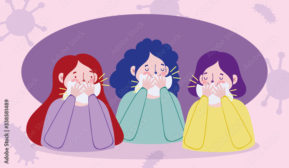 coughing people covering mouth with dry wipes covid 19 coronavirus pandemic prevention coughing people covering mouth with dry wipes covid 19 coronavirus pandemic prevention