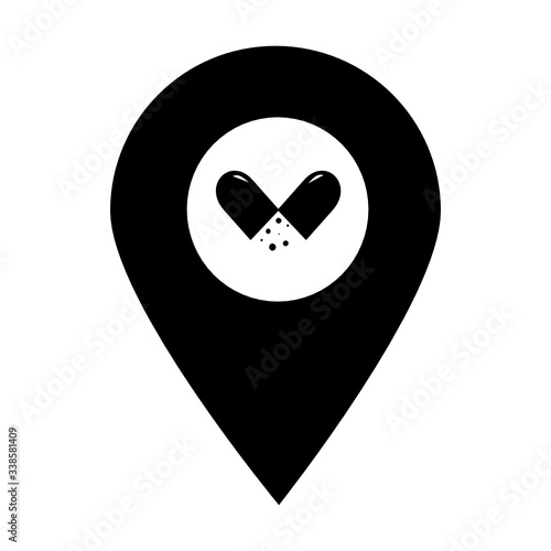 Medicine location map pin icon. Element of map point for mobile concept and web apps. Icon for website design and development, app development. Premium hospital, clinic, pharmacy icon sign