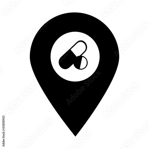 Medicine location map pin icon. Element of map point for mobile concept and web apps. Icon for website design and development, app development. Premium hospital, clinic, pharmacy icon sign