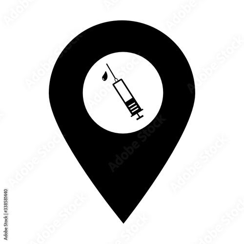 Syringe location map pin icon. Element of map point for mobile concept and web apps. Icon for website design and development, app development. Premium hospital, clinic, pharmacy icon sign	