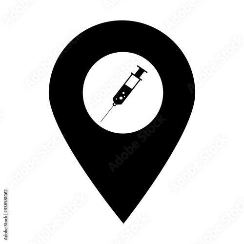 Syringe location map pin icon. Element of map point for mobile concept and web apps. Icon for website design and development, app development. Premium hospital, clinic, pharmacy icon sign	