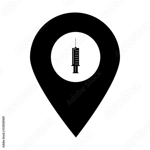 Syringe location map pin icon. Element of map point for mobile concept and web apps. Icon for website design and development, app development. Premium hospital, clinic, pharmacy icon sign	