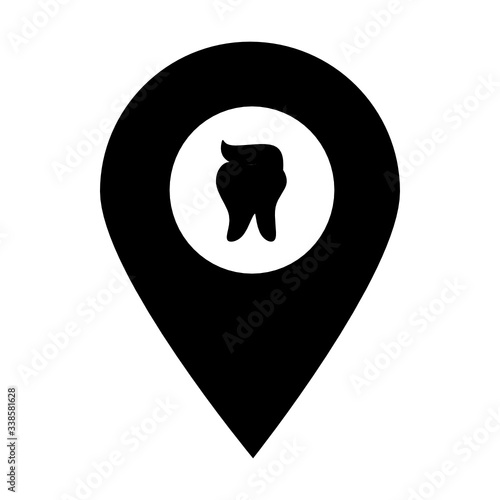 Tooth location map pin icon. Element of map point for mobile concept and web apps. Icon for website design and development, app development. Premium hospital, dental clinic, pharmacy icon sign