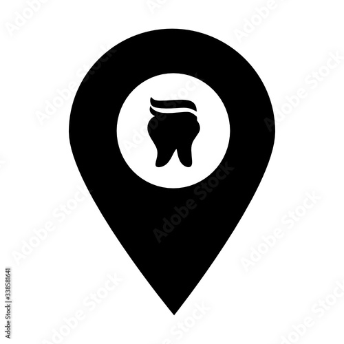 Tooth location map pin icon. Element of map point for mobile concept and web apps. Icon for website design and development, app development. Premium hospital, dental clinic, pharmacy icon sign