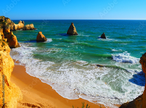 Landscape of the coast in Portimao, Algarve, Portugal photo