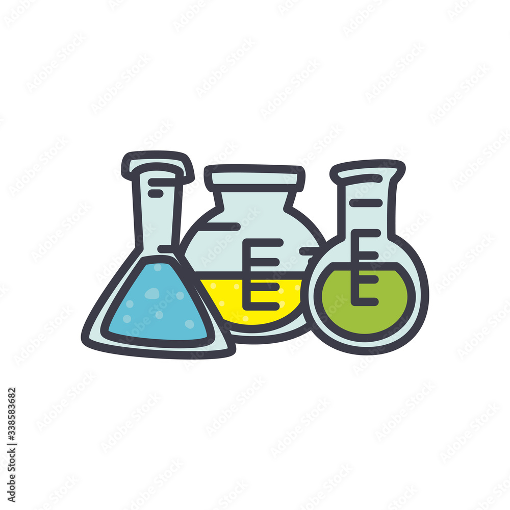 chemical flasks icon, flat style chemical flasks icon, flat style
