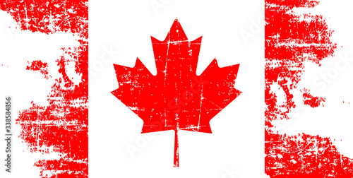 Flag of Canada . A canadian flag with a texture,brush stroke background,vector grunge styled flag