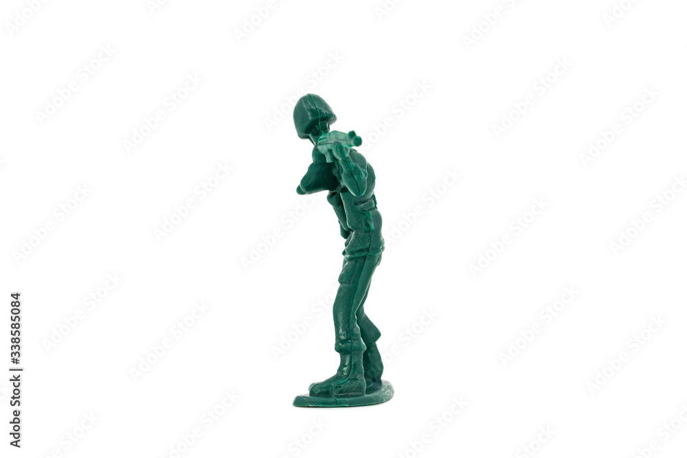 Green toy soldiers on white background. Soldier three on six models. (3/6) Picture seven on sixteen viewing angles. (07/16) Green toy soldiers on white background. Soldier three on six models. (3/6) Picture seven on sixteen viewing angles. (07/16)