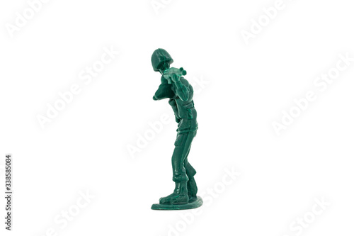 Green toy soldiers on white background. Soldier three on six models.  3 6  Picture seven on sixteen viewing angles.  07 16 