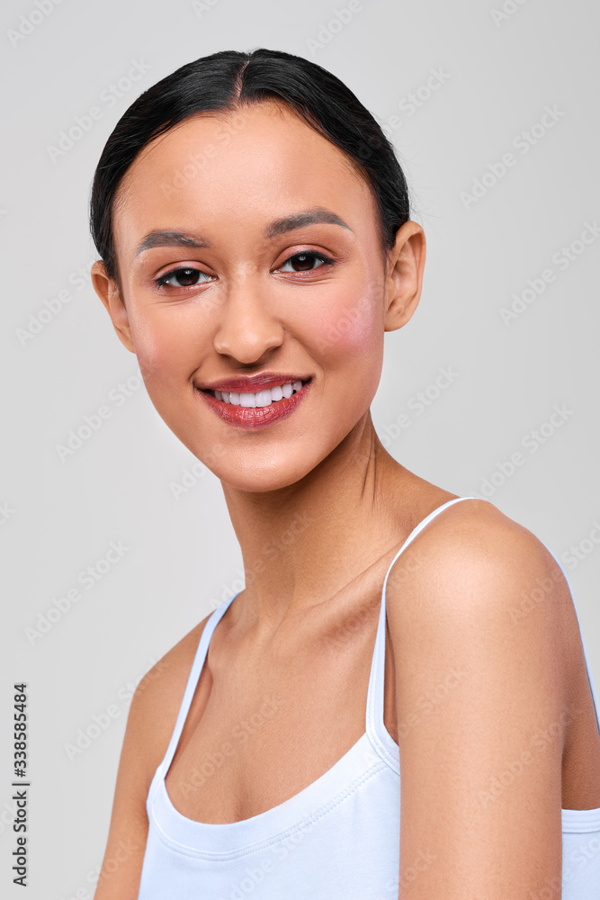 Close up portrait of happy smiling afro-american girl with fresh healthy skin Close up portrait of happy smiling afro-american girl with fresh healthy skin