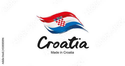 Made in Croatia handwritten flag ribbon typography lettering logo label banner