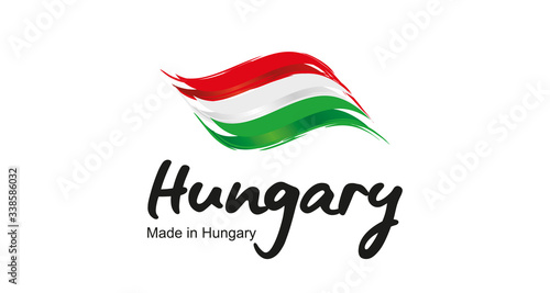 Made in Hungary handwritten flag ribbon typography lettering logo label banner