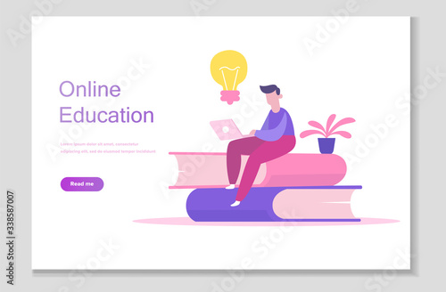 Online school studies from home, university remote learning, getting a degree by taking online courses. Online education system. Digital classroom, flipped class, blended learning and smart classroom