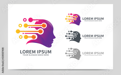Abstract people head logo. Human face symbol. Creative mind logo