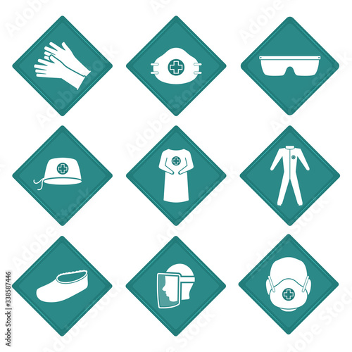 Stickers of medical protection icons