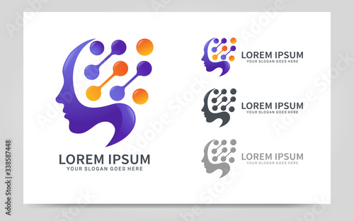 Abstract people head logo. Human face symbol. Creative mind logo