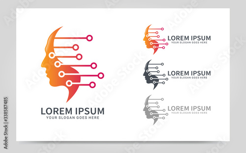 Abstract people head logo. Human face symbol. Creative mind logo