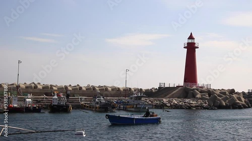 Beautiful lighthouses in Cheongsapo, Haeundae Beach, Busan. photo