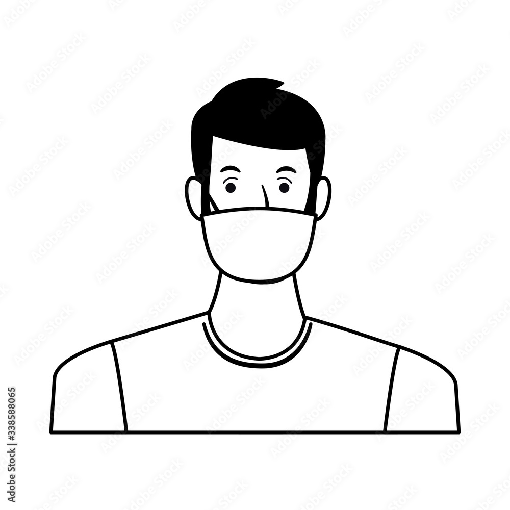 man using face mask for covid19 character man using face mask for covid19 character