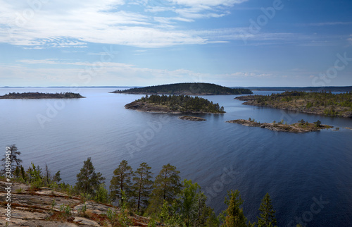 Landscape. Lake Ladoga. Summer. From the top of the island  you can enjoy a beautiful view of the lake.