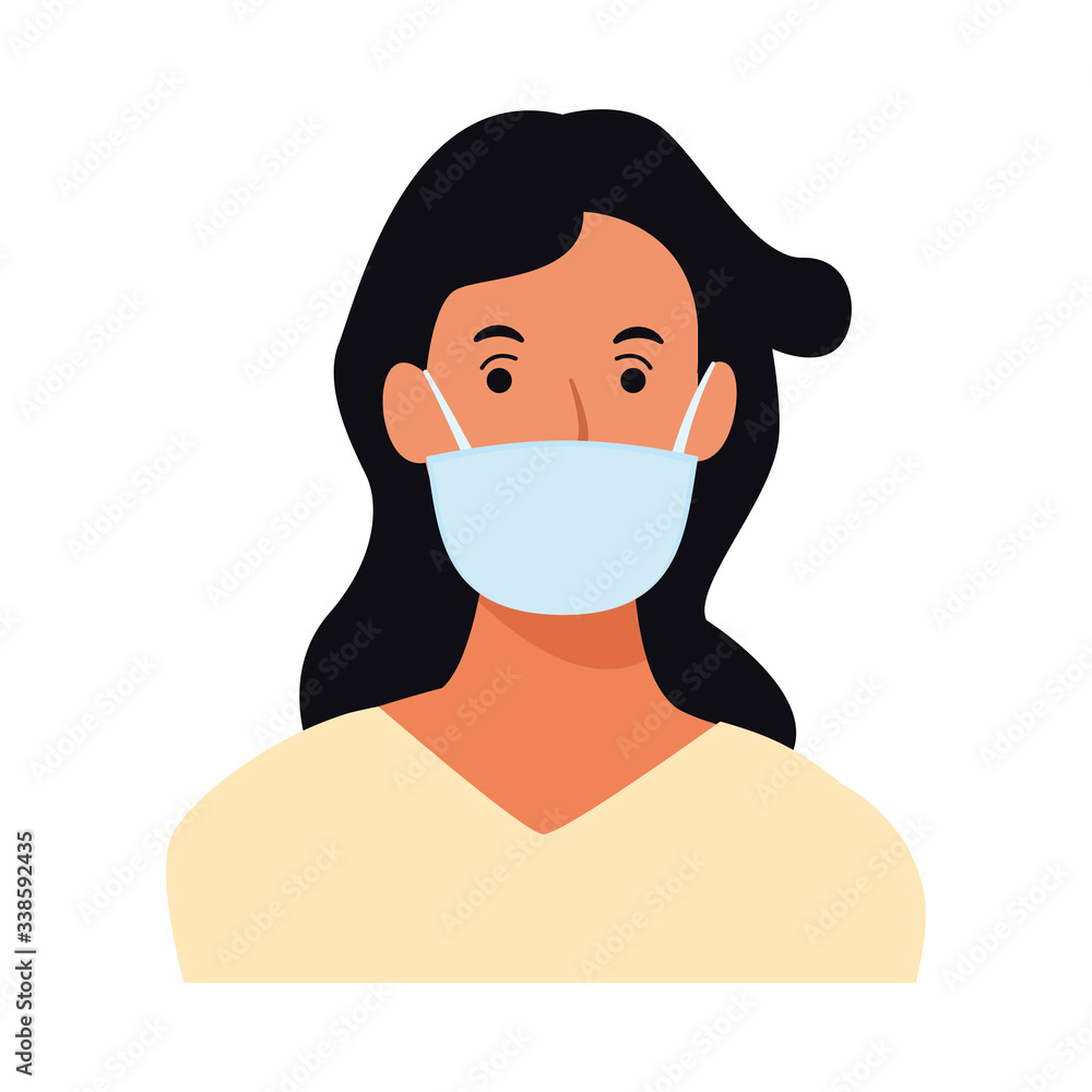 woman using face mask for covid19 character
