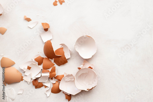 Eggshell on white background, eggs isolated photo