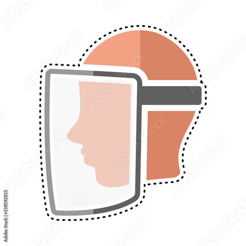 Dotted line face visor icon