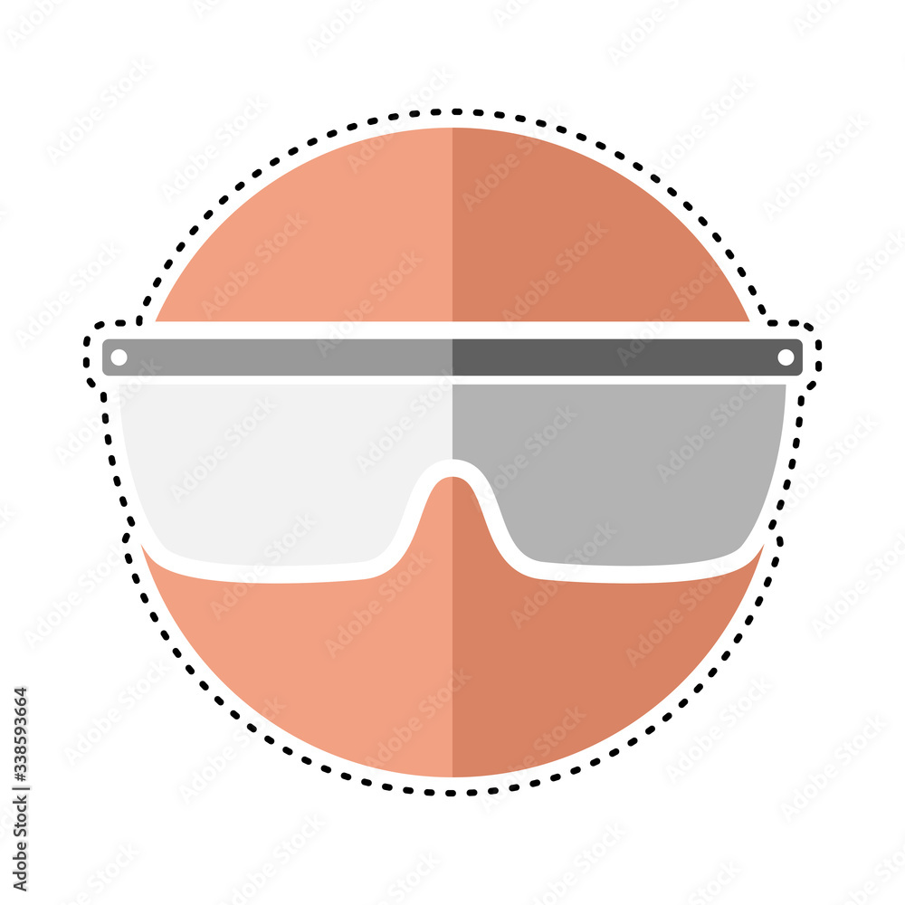 Dotted line man with protection glasses icon Dotted line man with protection glasses icon