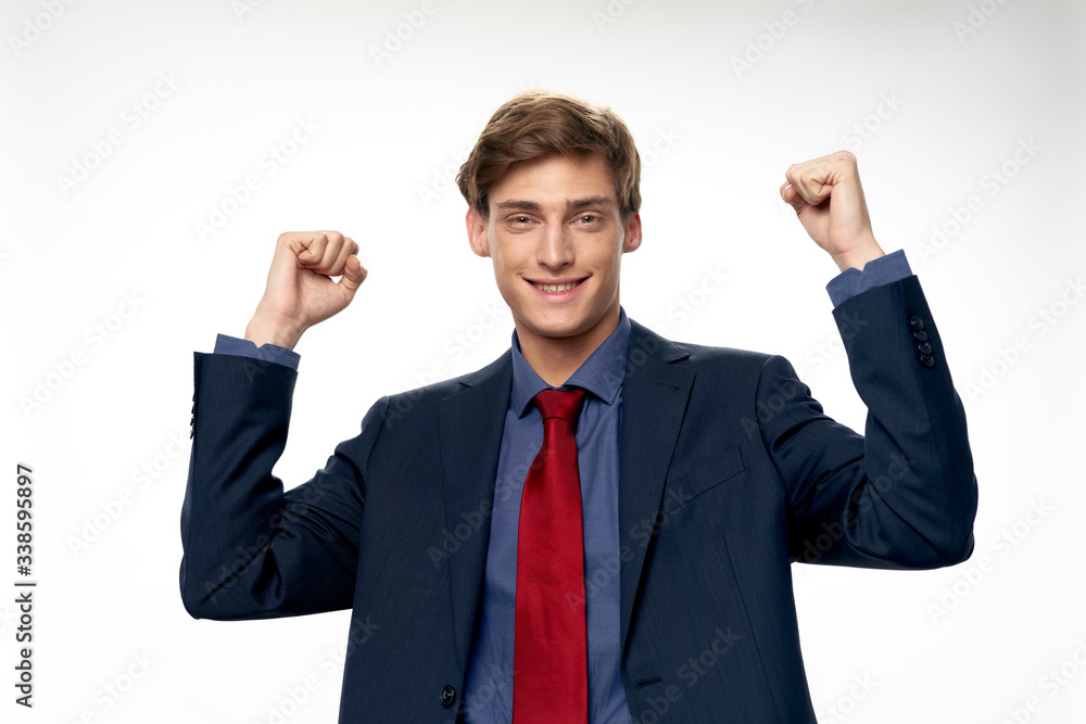 young businessman pointing at something