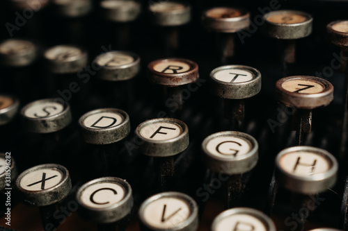 Typing "love story" on retro typewriter