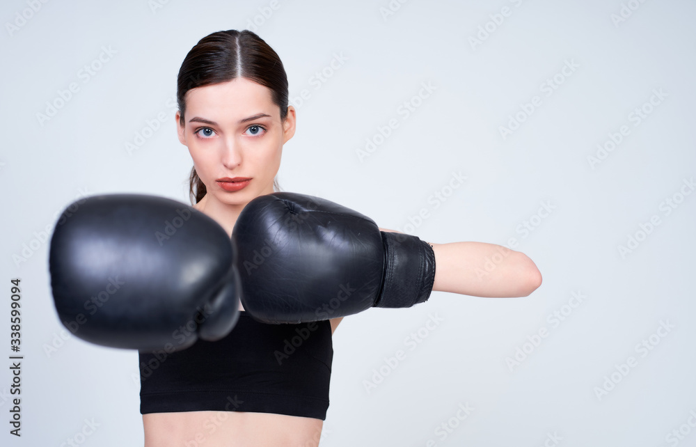 Sports fitness caucasian girl in boxing training. Sports fitness caucasian girl in boxing training.