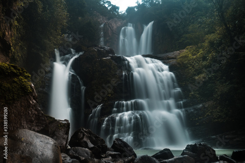 Mystic dark waterfall in central america 