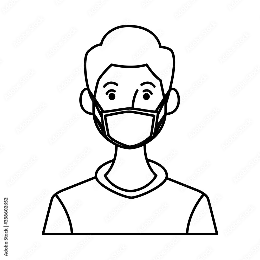 man using face mask character