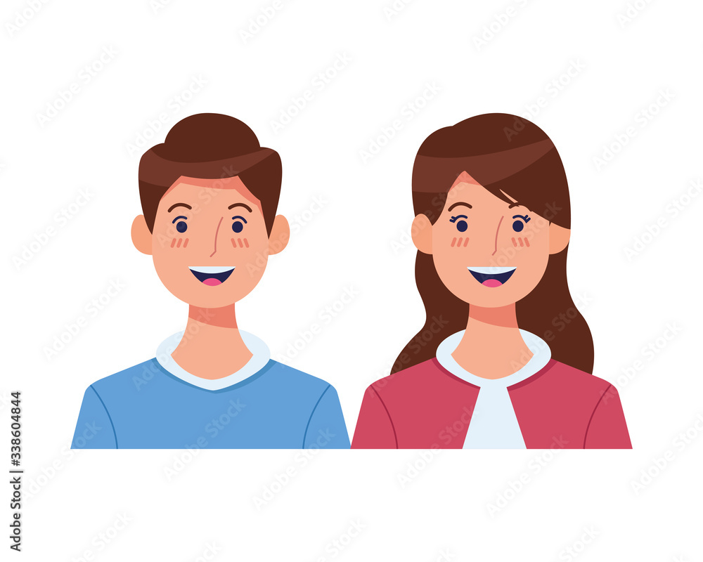 young couple avatars characters icons young couple avatars characters icons