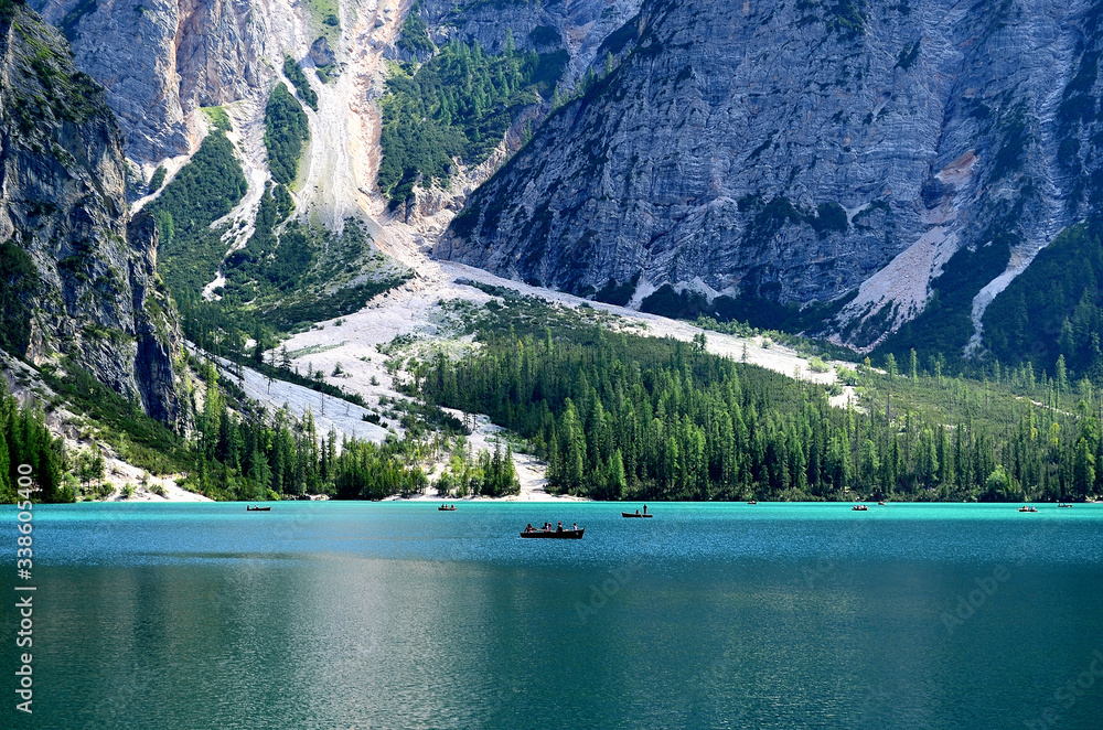 Braies Lake in Italy during summer