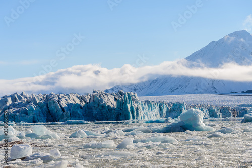 Landscape with glacier in Svalbard at summer time. Sunny weather. © Alexey Seafarer