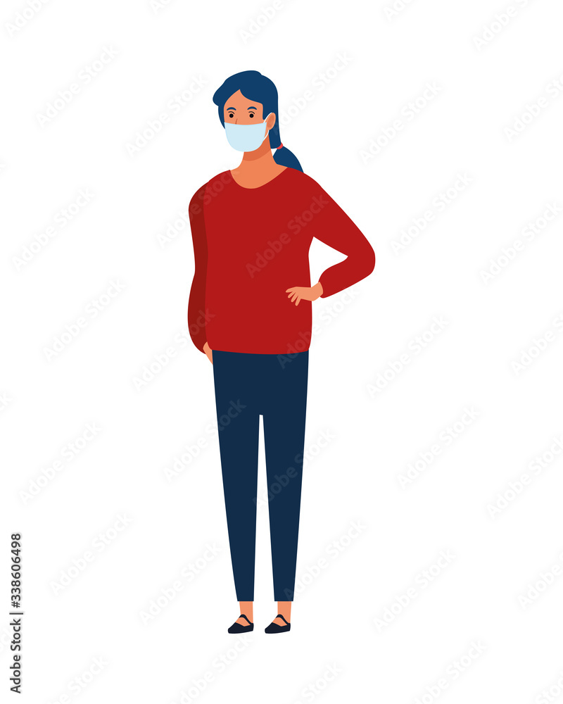 woman using face mask for covid19 character woman using face mask for covid19 character