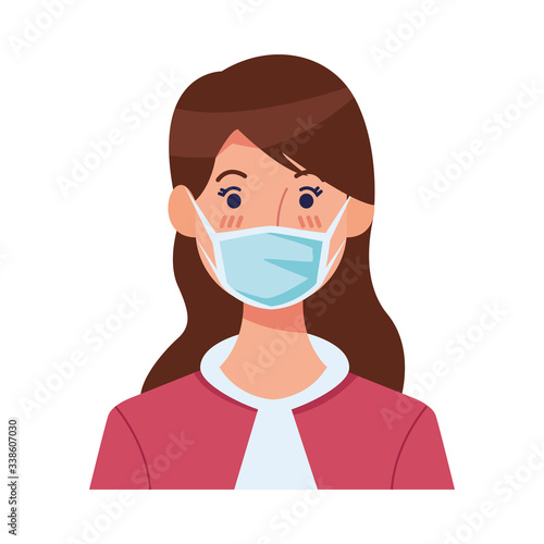 woman using face mask head character