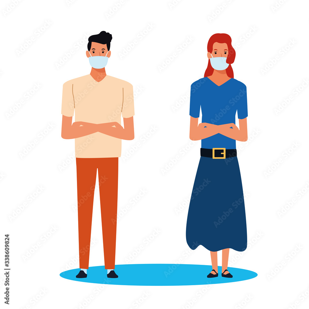 couple using face mask for covid19 couple using face mask for covid19