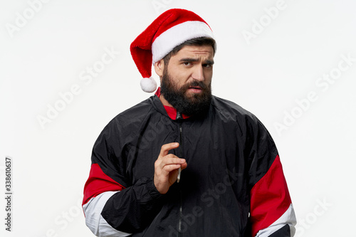 man in santa claus hat