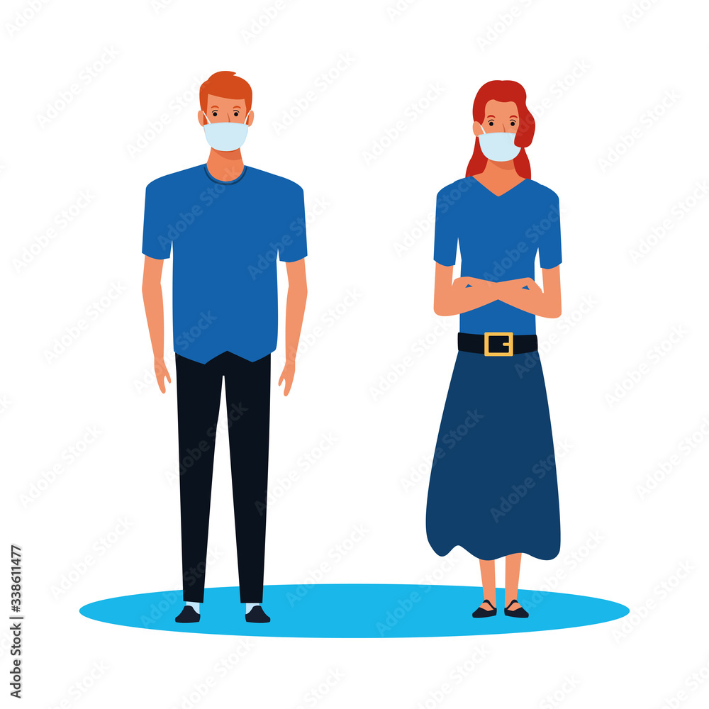 couple using face mask for covid19 couple using face mask for covid19