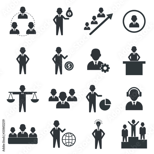 Set Of 16 Simple Human Resoures Icons photo